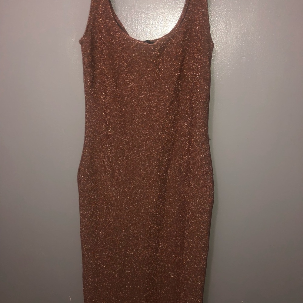 Brown and gold party dress